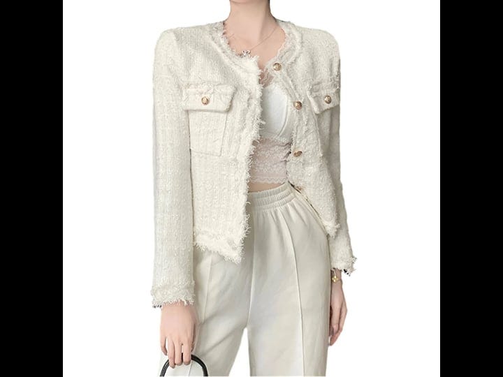 saytorose-womens-plaid-white-tweed-blazer-open-front-collarless-blazer-elegant-work-cropped-jacket-c-1