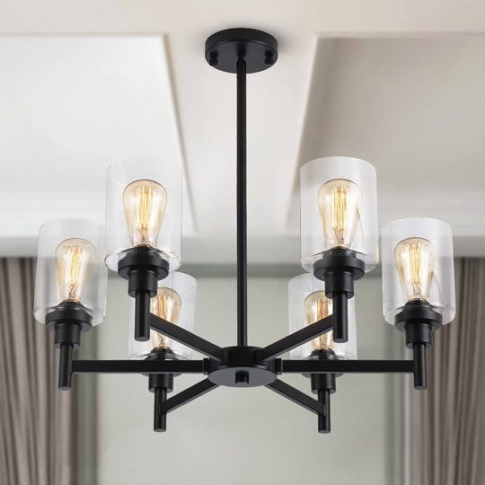 lightdamy-farmhouse-chandelier-with-cylinder-clear-glass-6-light-vintage-black-bedroom-kitchen-islan-1