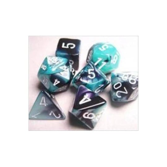 chessex-manufacturing-26446-cube-gemini-set-of-7-dice-black-shell-with-white-numbering-ch2317-1