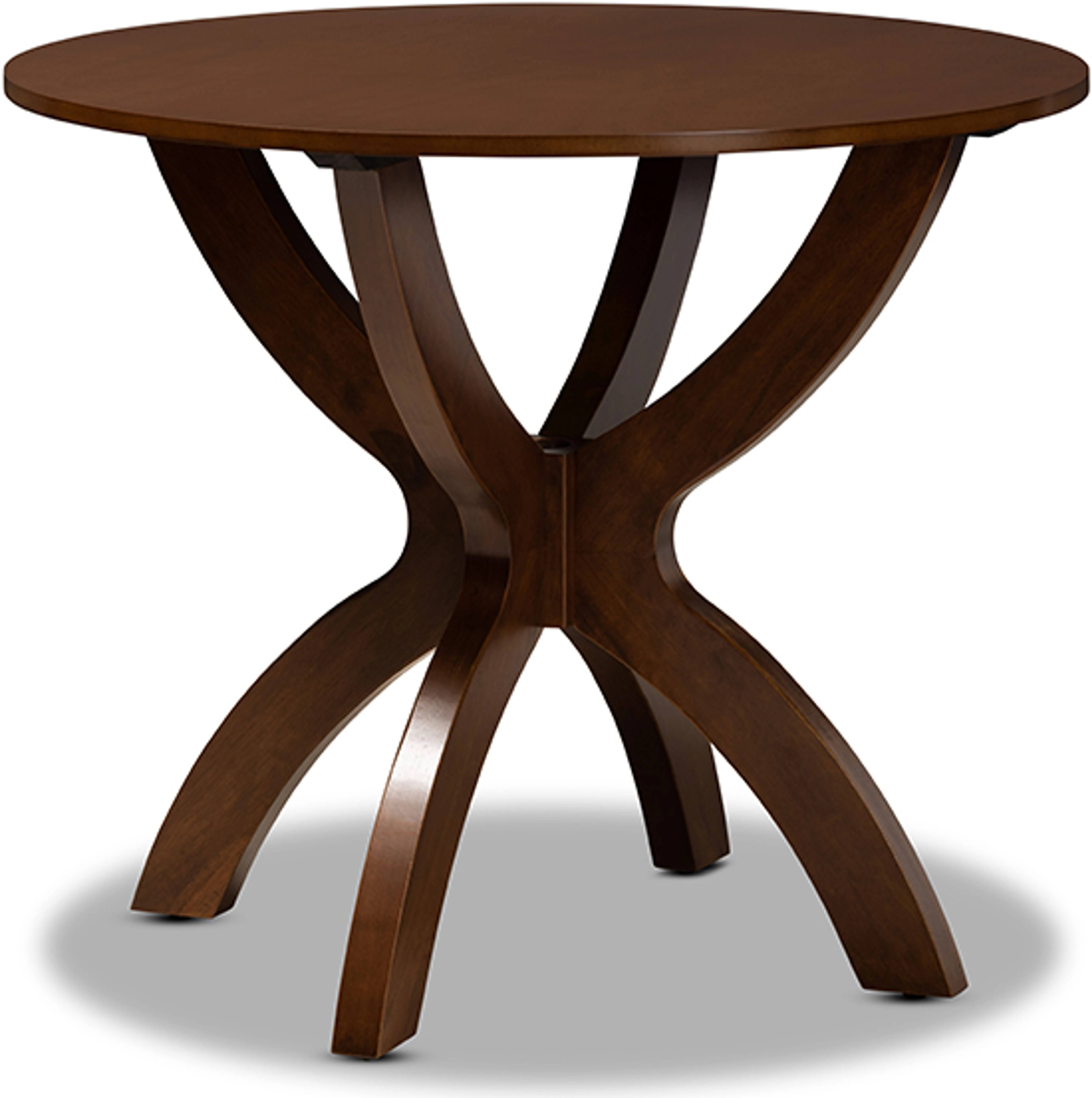 Modern Round Walnut Dining Table with Sculptural Base | Image