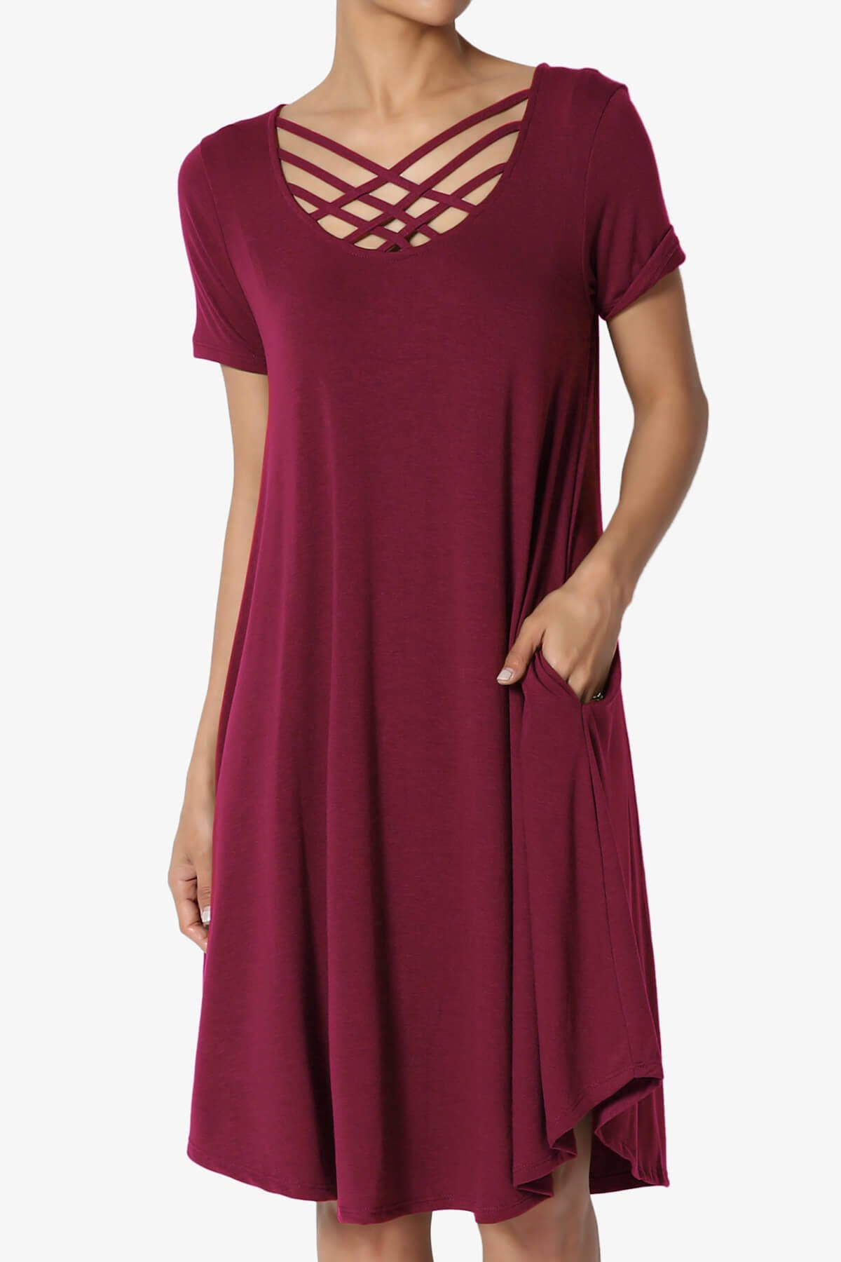 Comfortable Flowy Red T Shirt Dress | Image