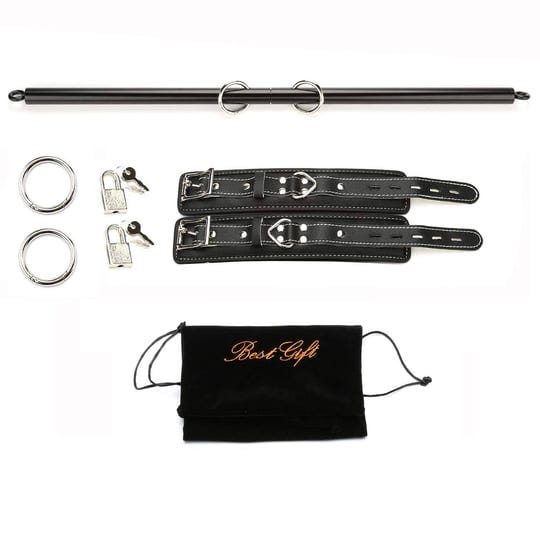 exreizst-black-spreader-bar-kit-with-2-adjustable-black-straps-aid-traning-set-1