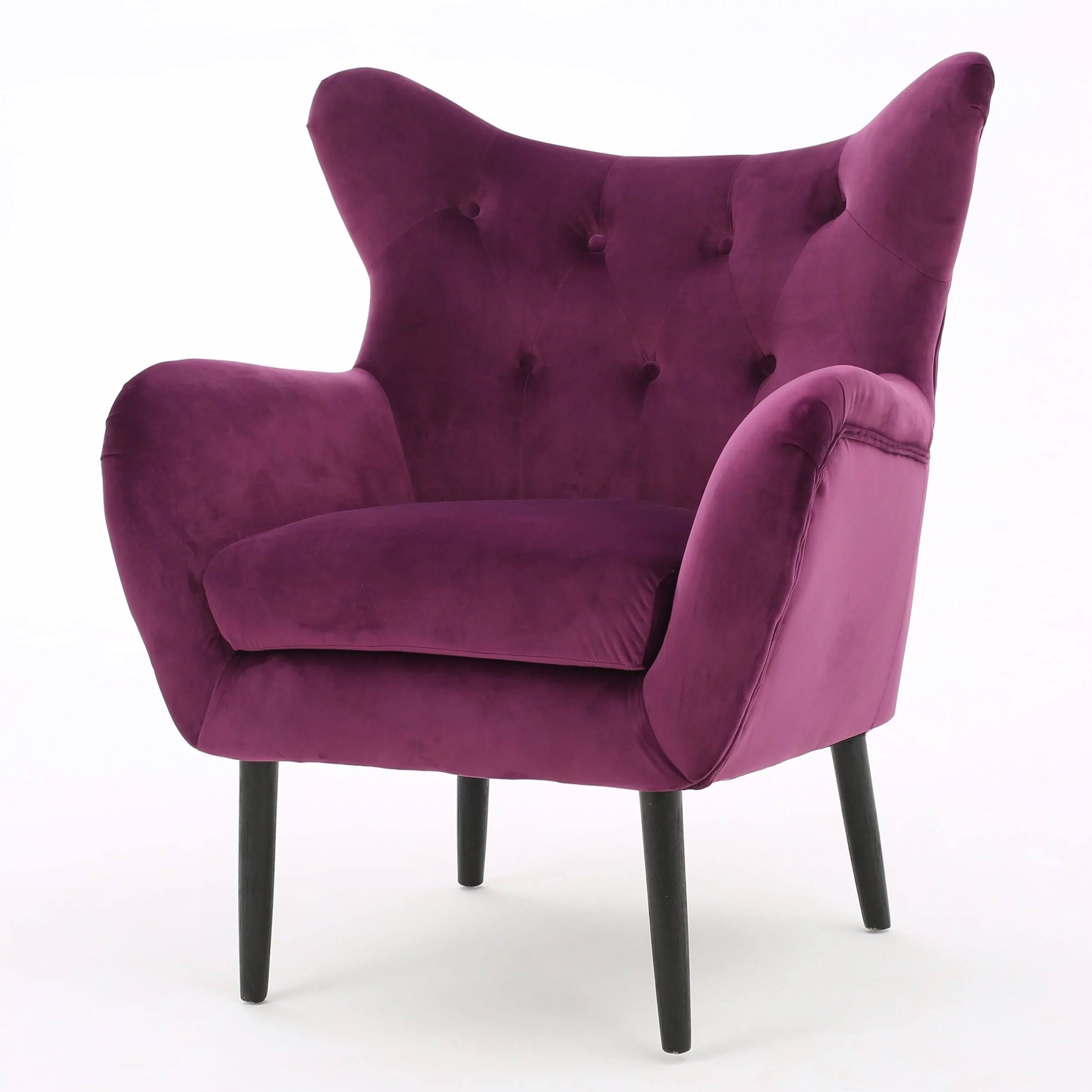 Soft Velvet Purple Wingback Accent Chair - Comfortable and Attractive | Image
