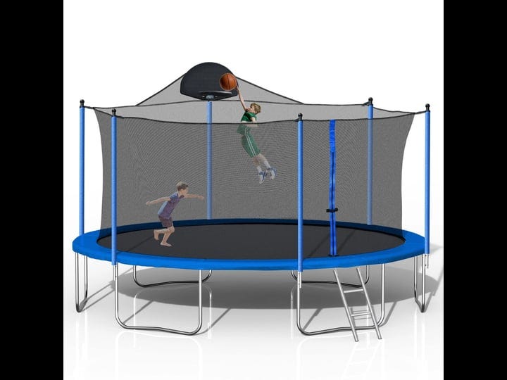 euroco-16-trampoline-with-spring-cover-pad-and-enclosure-blue-1