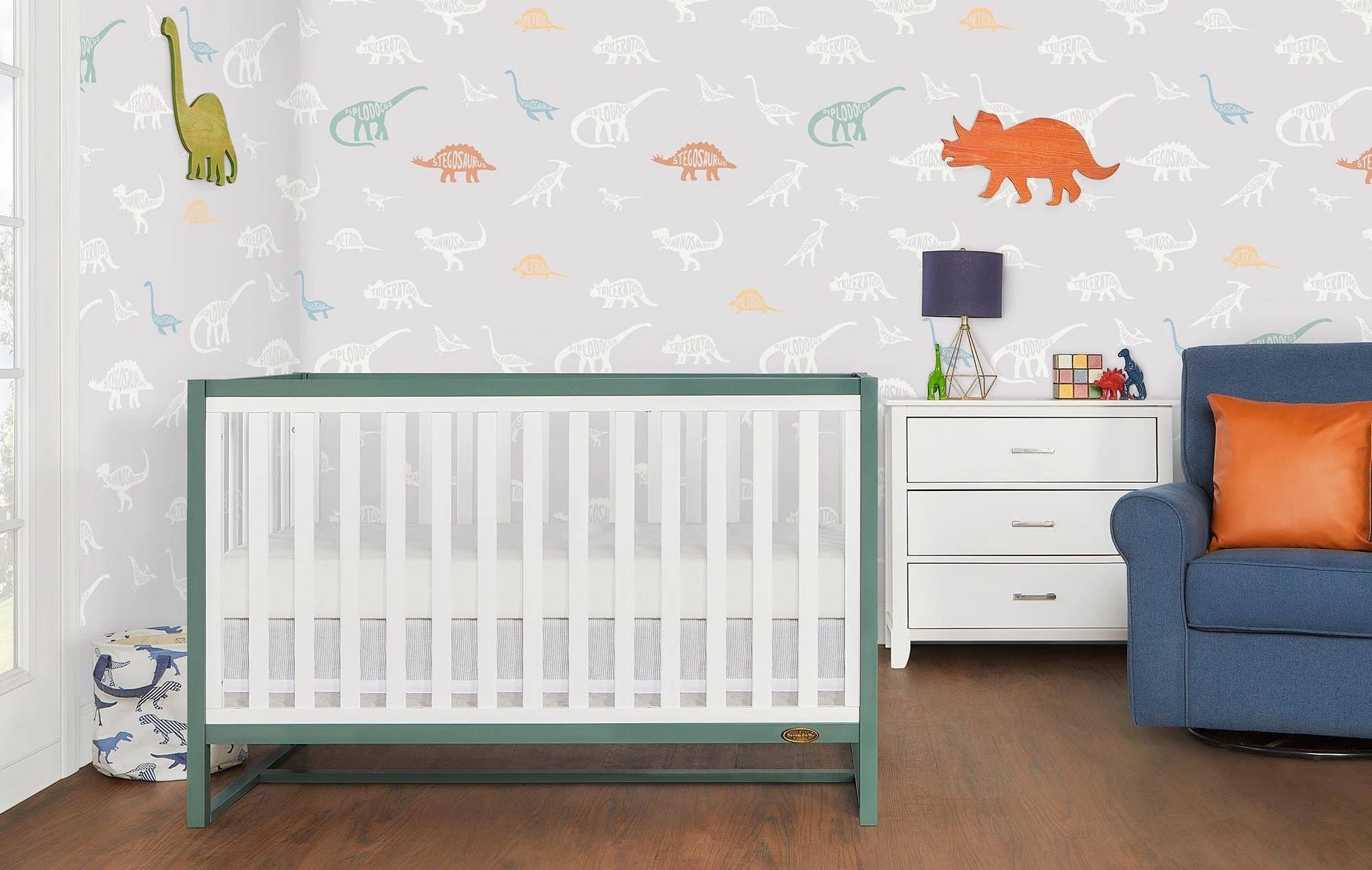 Convertible Jungle Green Crib with Adjustable Heights and 5 Configurations | Image