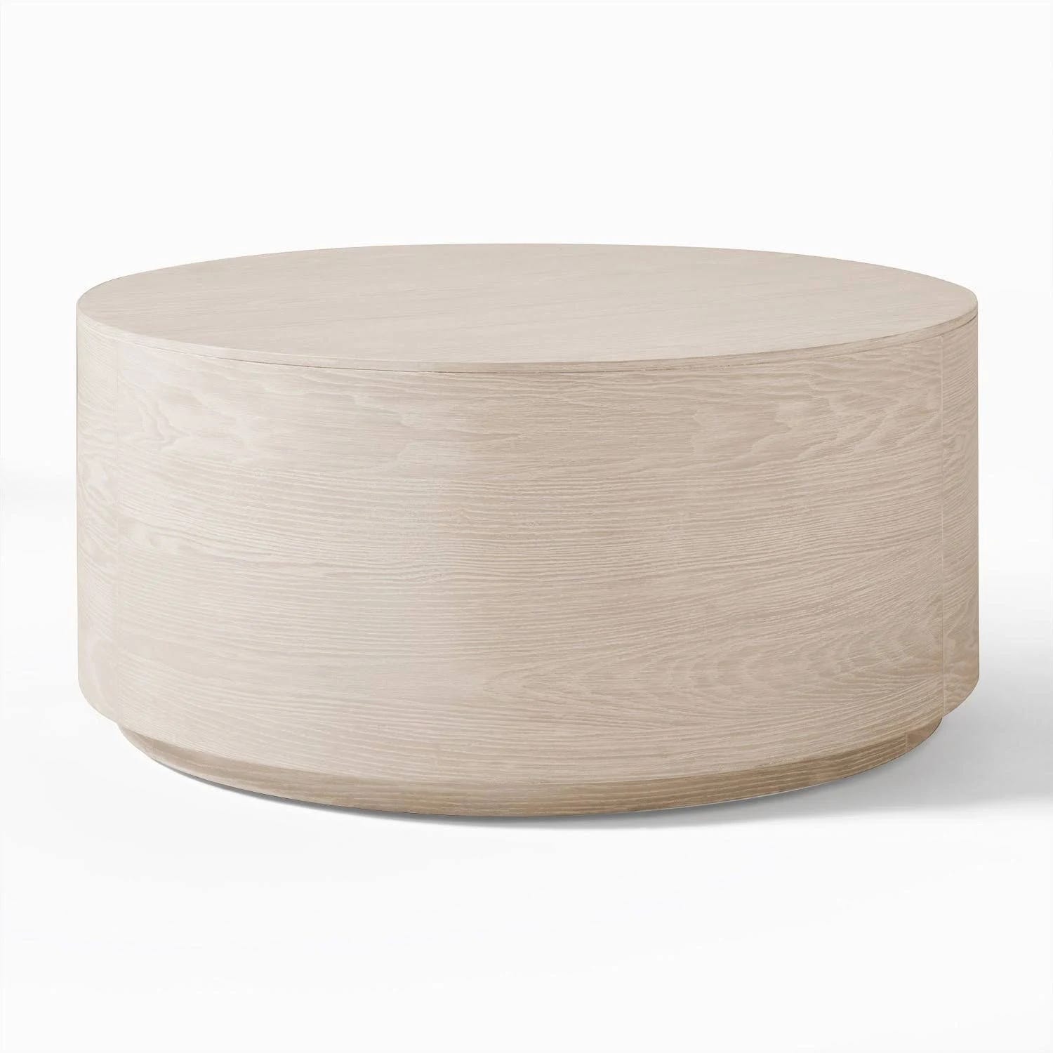 Luxurious Drum Coffee Table in White Wood | Image