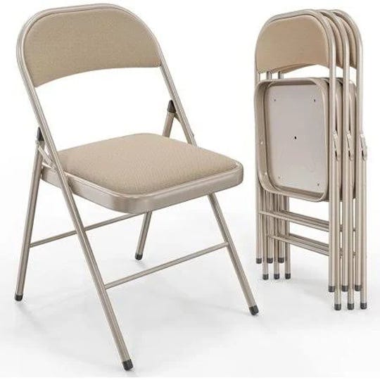 vingli-folding-chairs-with-padded-seats-metal-frame-with-fabric-seat-back-capacity-350-lbs-khaki-set-1