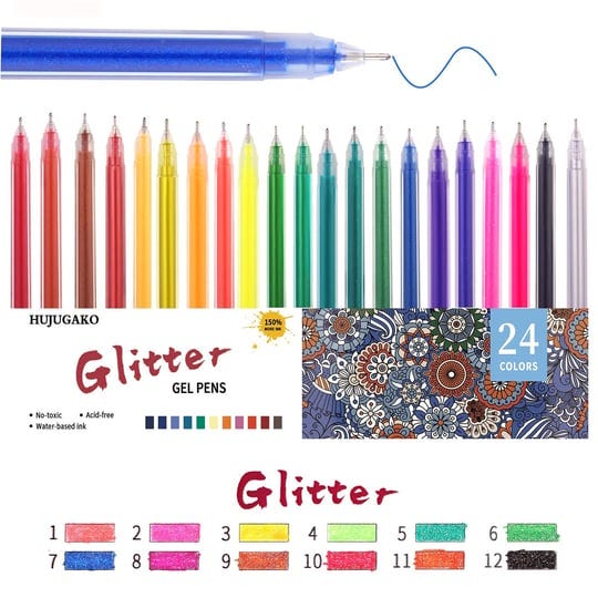 hujugako-gel-pen-glitter-gel-pens-0-8-1-0mm-tip-pens-with-150-more-ink-for-kids-adults-coloring-book-1