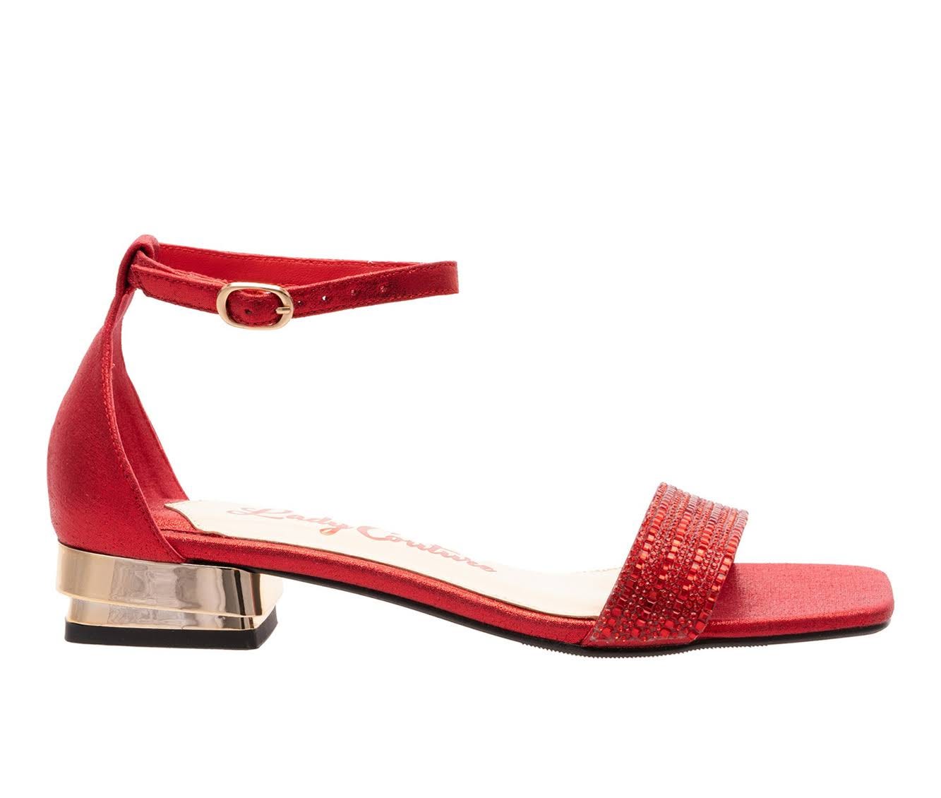 Elegant Red Metallic Heel Sandals | Image