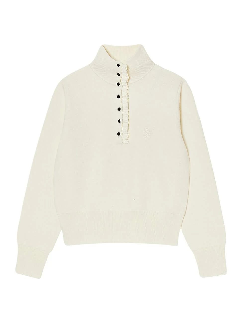 Sandro Women's High-Neck Knitted Jumper - Off-White, Size Large | Image