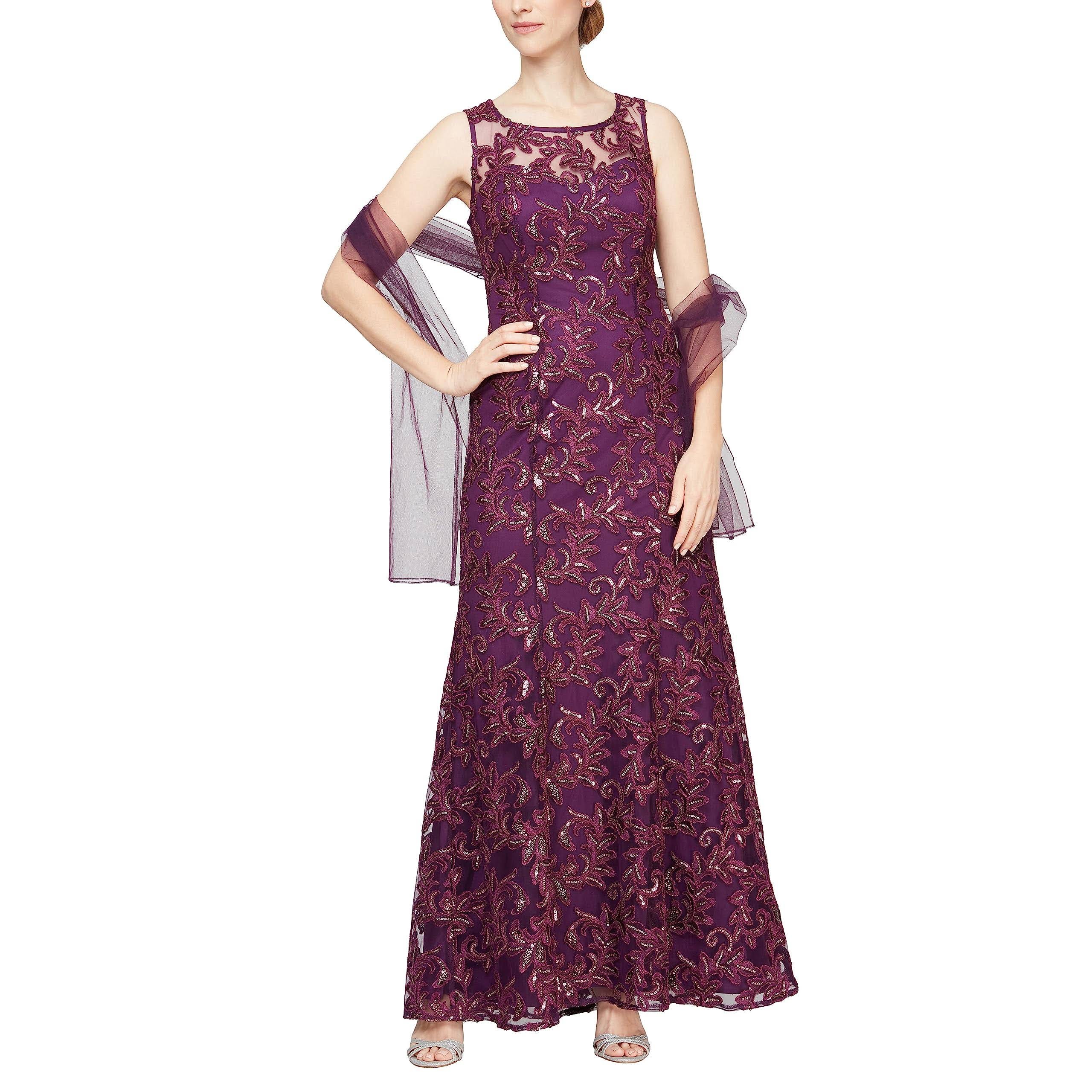 Luxurious Embroidered Gown for Purple Evenings | Image