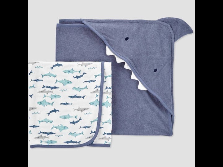 just-one-you-made-by-carters-baby-hooded-towel-pack-of-2-1-blue-hooded-1-white-shark-printed-bath-to-1