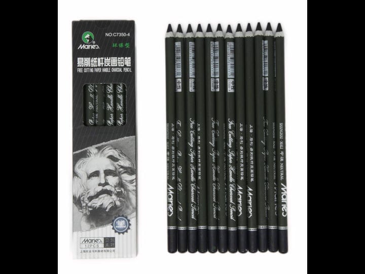 charcoal-pencil-set-12pcs-pk-black-free-cutting-paper-handle-charcoal-pencil-c7350-super-soft-1