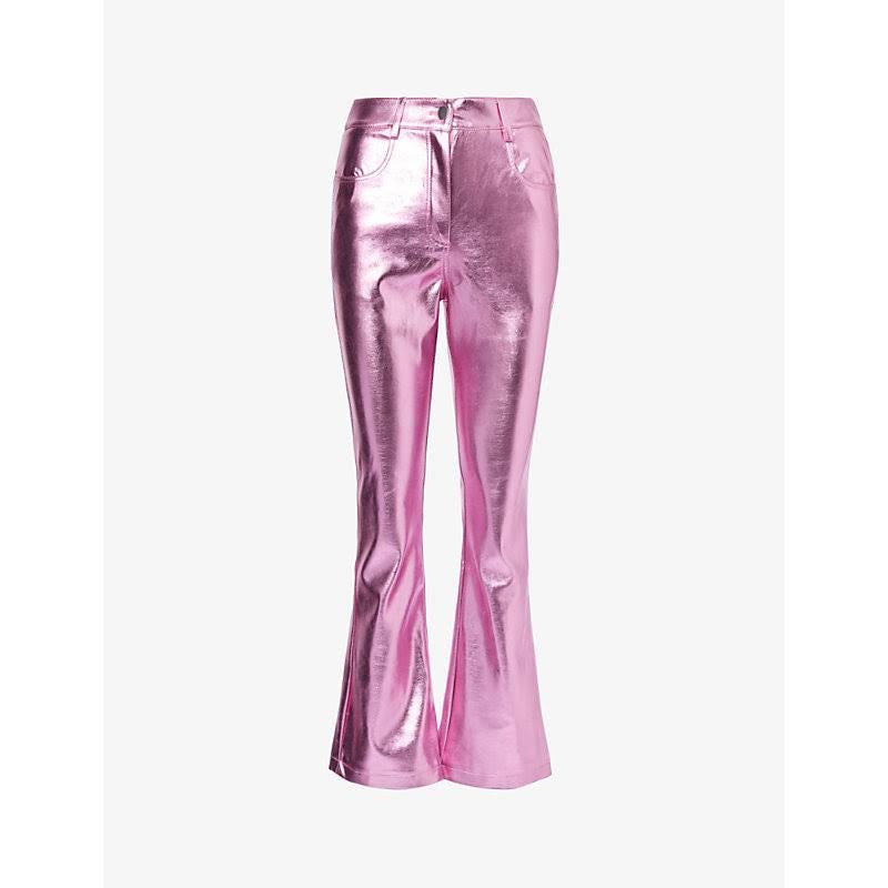 Shimmering Pink Faux-Leather Trousers | Image