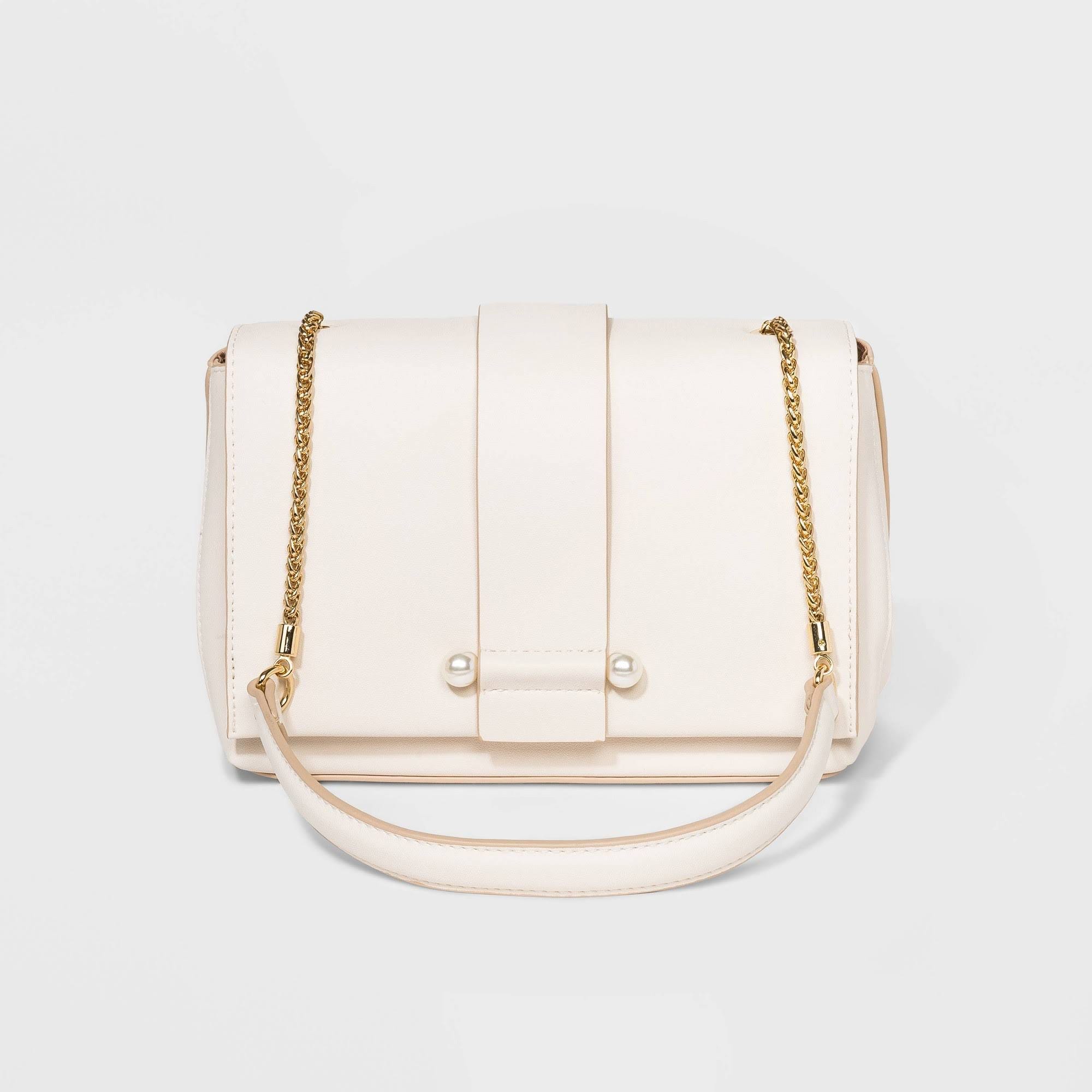 Elegant White Small Purse with Pearl Accents | Image