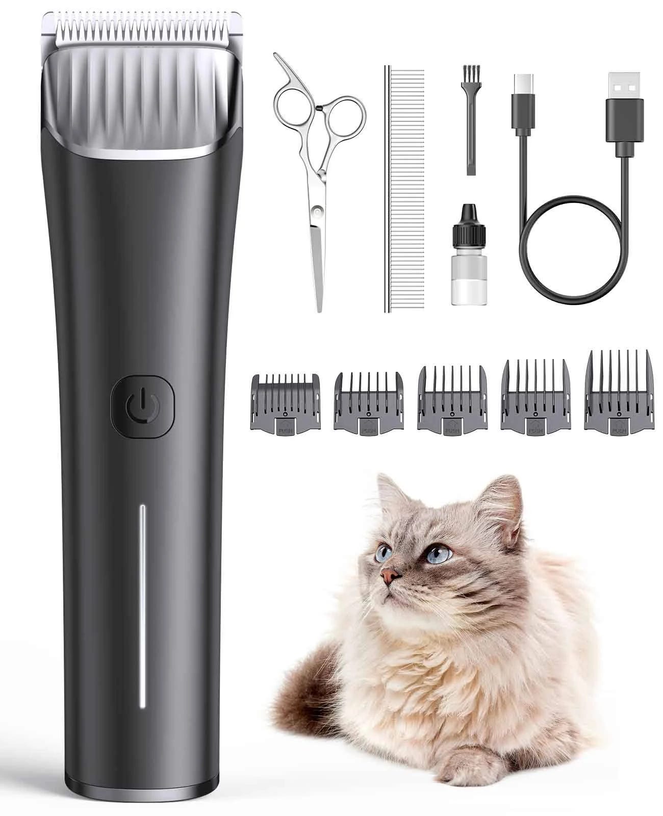 Ultra Quiet Oneisall Cat Grooming Clippers with 5 Guide Guards and Powerful Motor for Easy Trimming | Image