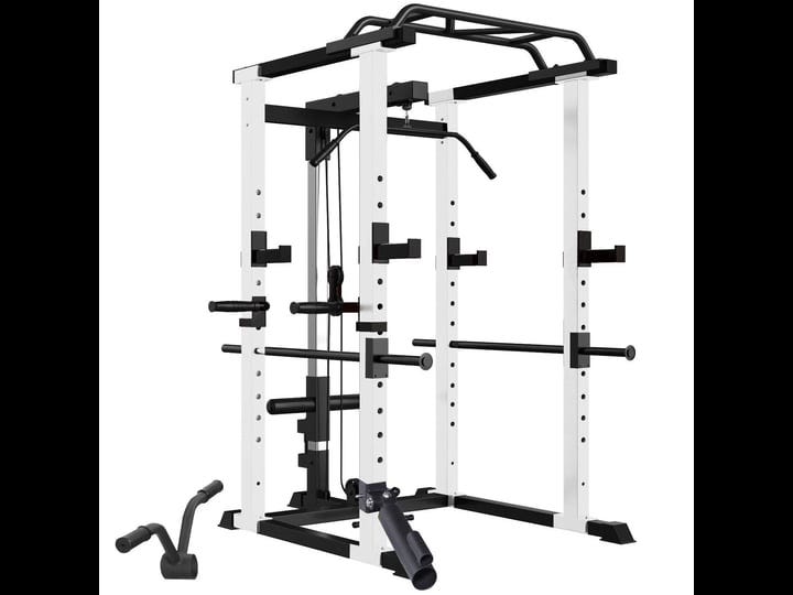 ultra-fuego-power-cage-multi-functional-power-rack-with-j-hooks-dip-handles-landmine-attachment-and--1