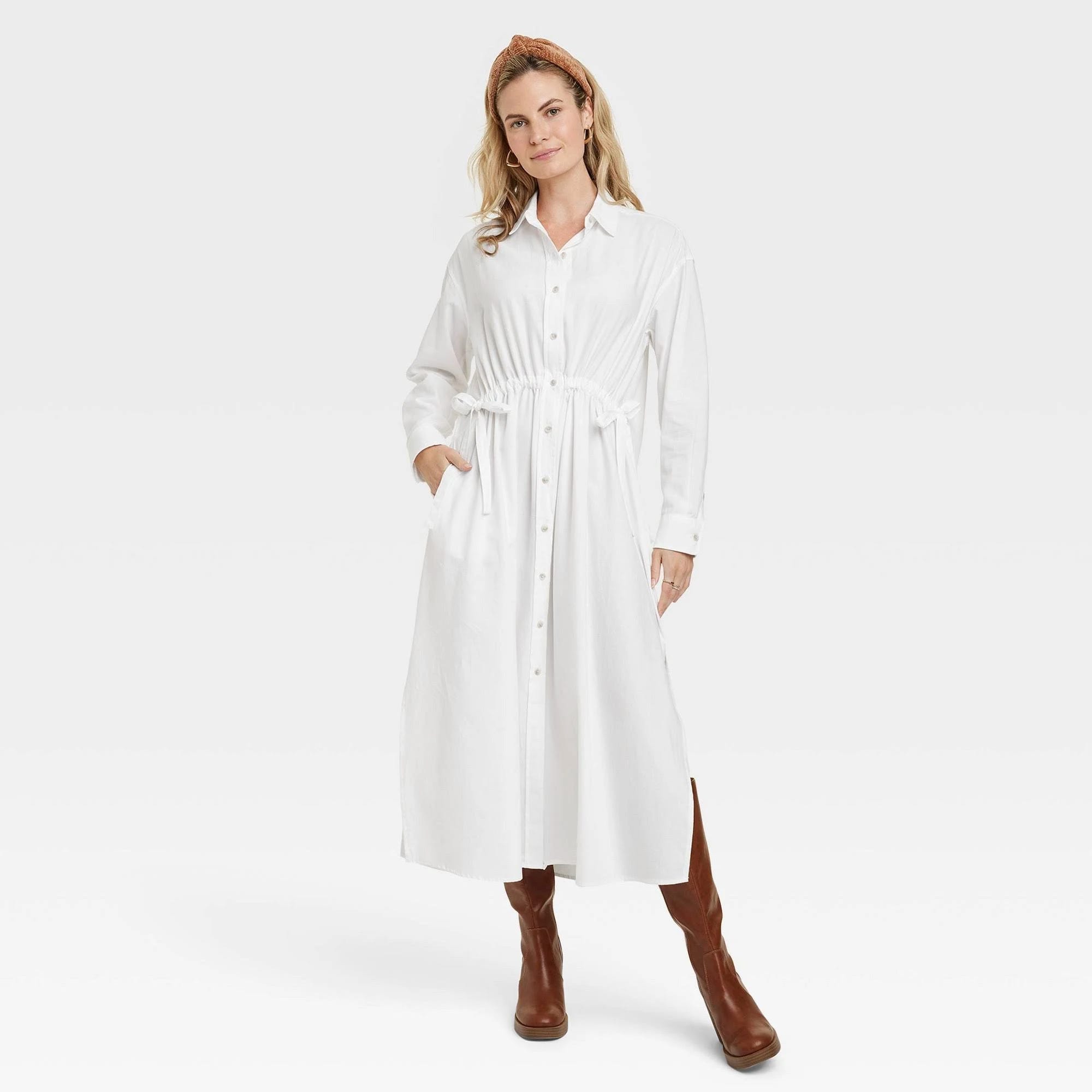 Classic Long Sleeve Maxi Shirtdress for Everyday Wear | Image