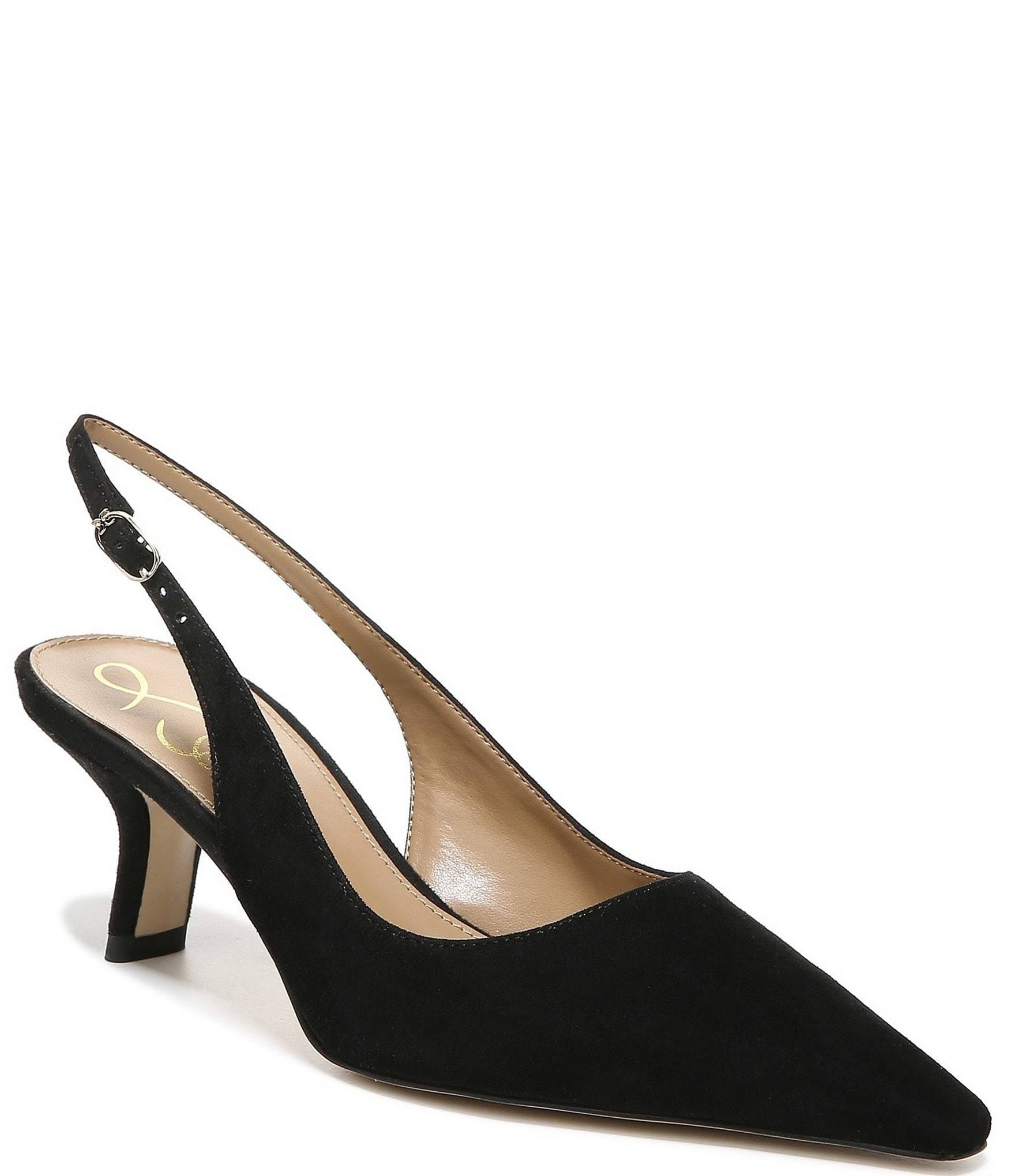 Elegant Buckle Heel Slingback Shoes for Women, Available in Black | Image