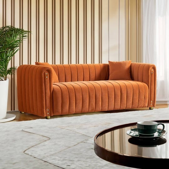 79-92-modern-vertical-channel-tufted-velvet-sofa-orange-1