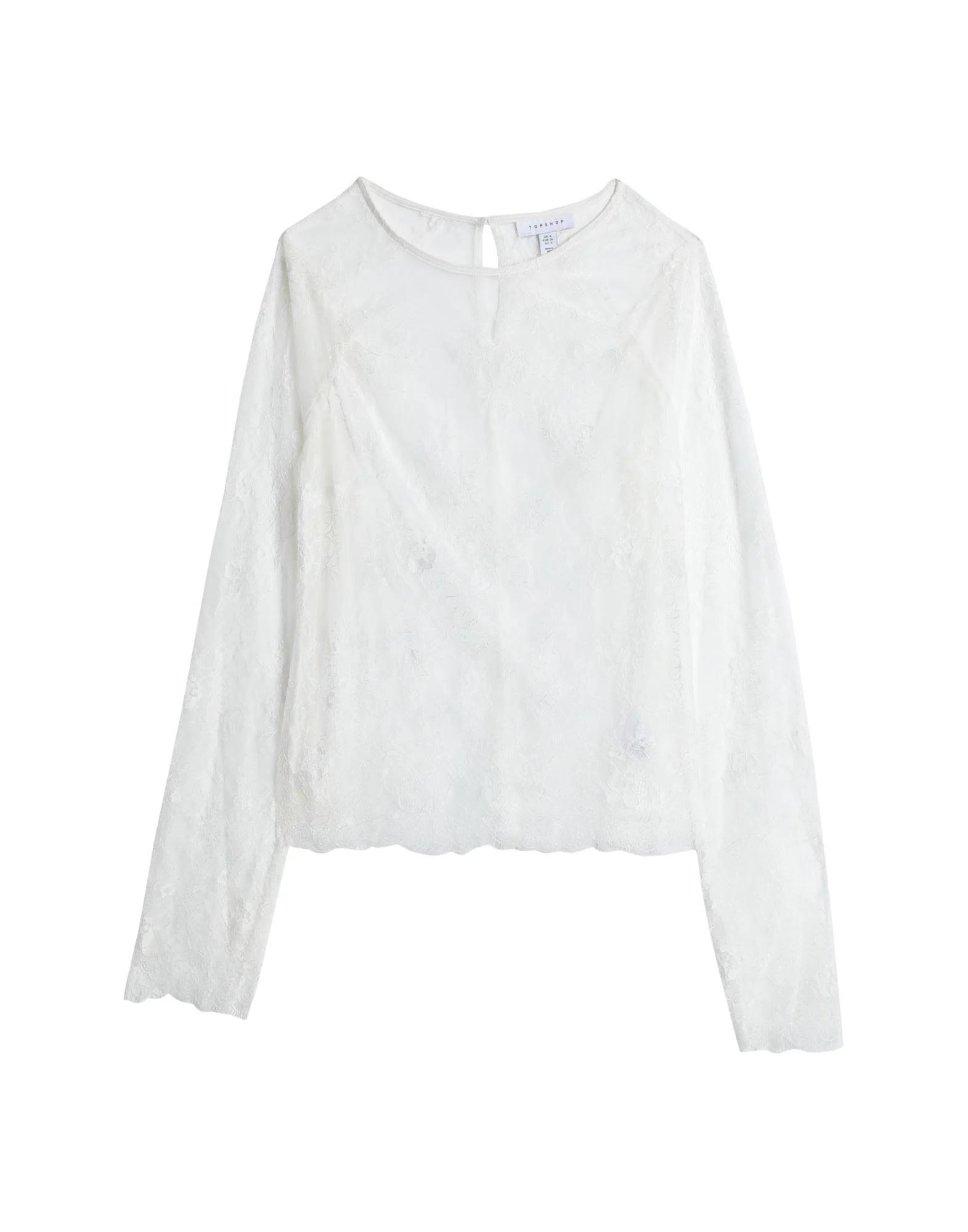 Intricate Lace Sheer Long Sleeve Top | Image