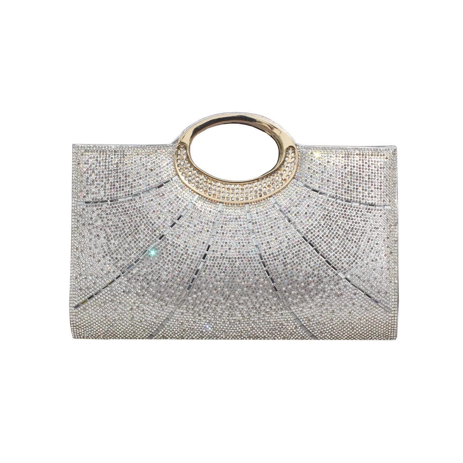 Luxurious Rhinestone Sparkly Silver Clutch for Formal Occasions | Image