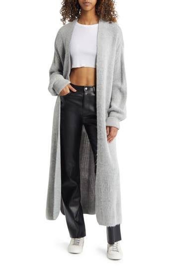 Topshop Grey Open Front Maxi Cardigan for Women | Image