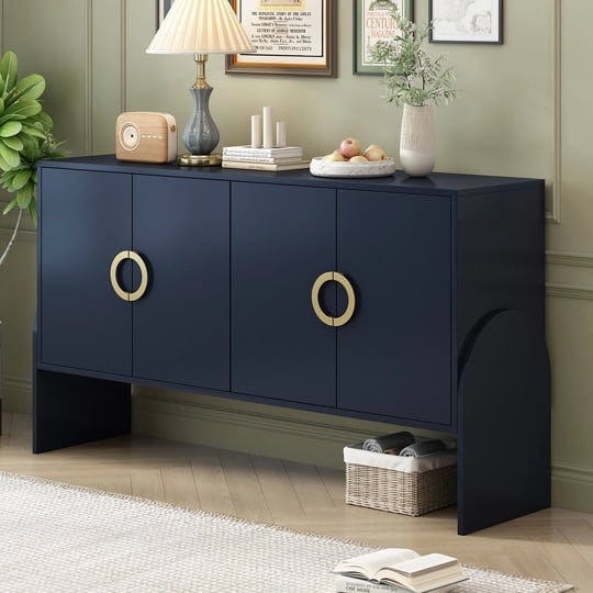 four-door-metal-handle-storage-cabinet-sideboard-console-table-navy-blue-1