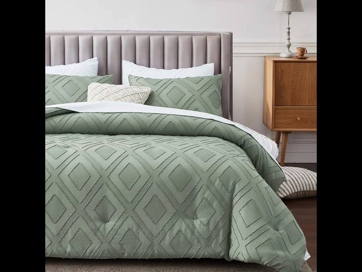 frohaul-boho-queen-comforter-setsage-green-rhombus-tufted-queen-size-comforter-set-with-corner-loops-1