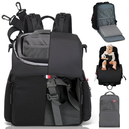 gillygro-diaper-bag-backpack-with-in-built-booster-roll-out-changing-pad-organizer-insert-black-1