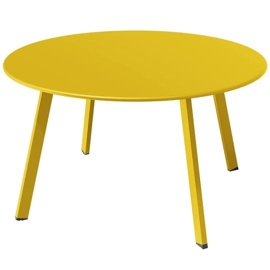 clihome-weather-resistant-round-steel-patio-large-coffee-table-yellow-1