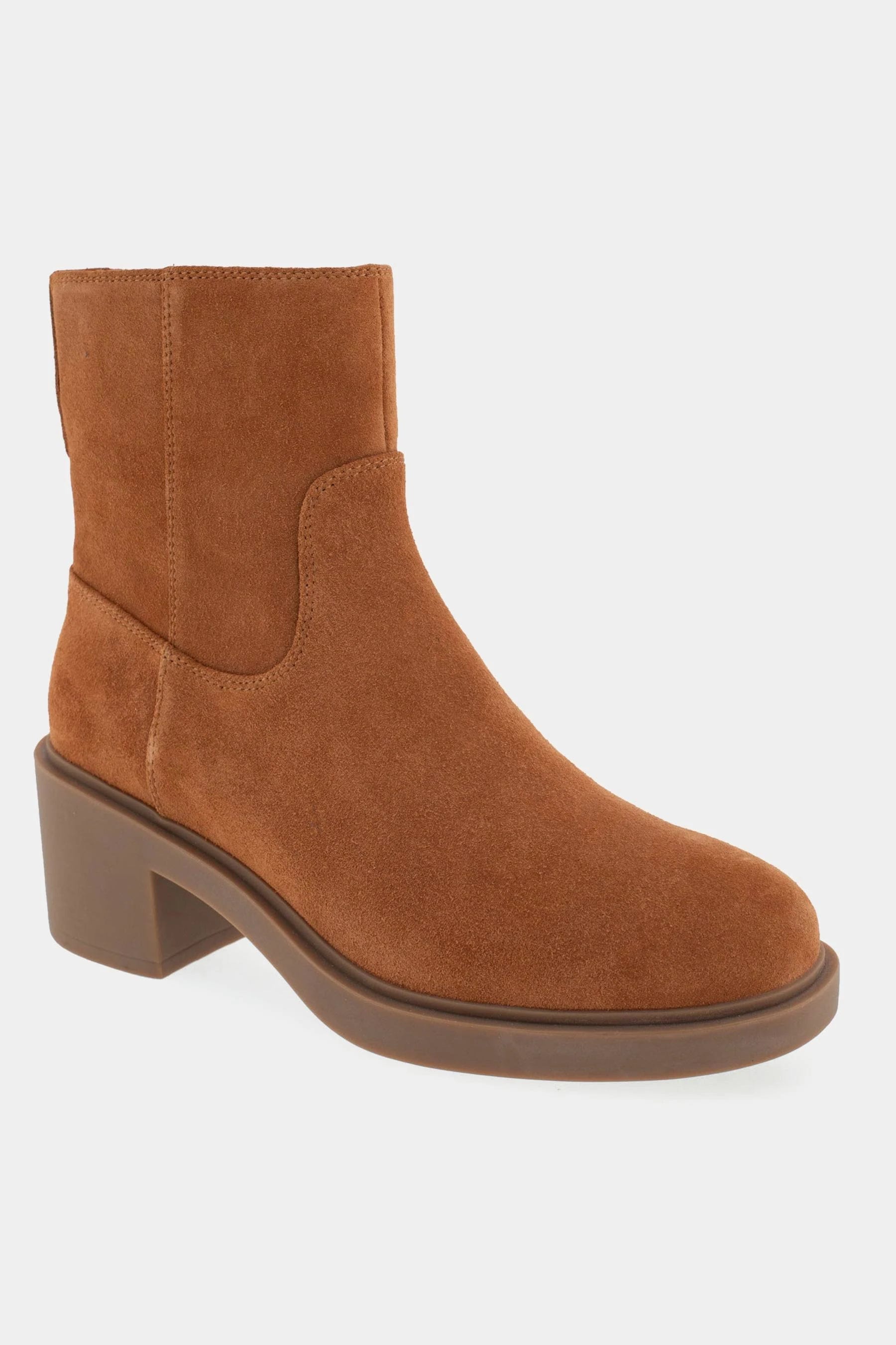 Stylish Tan Suede Booties with OrthoLite Aerofly Support | Image