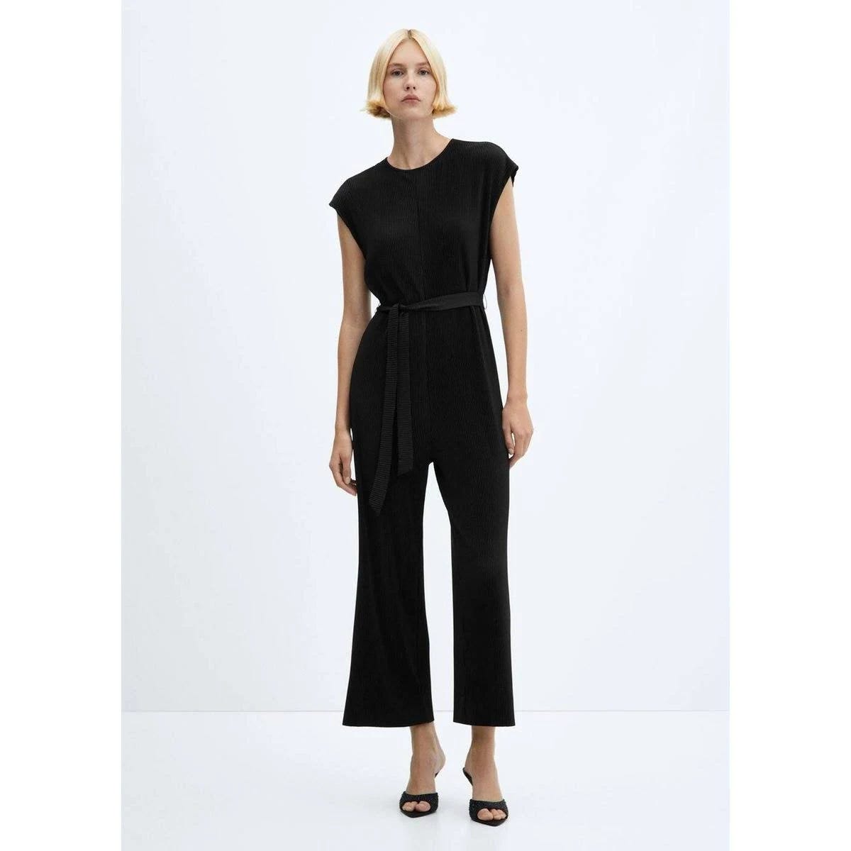 Elegant Black Pleated Jumpsuit for Women | Image