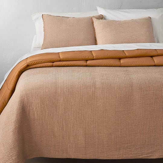 full-queen-textured-chambray-cotton-comforter-sham-set-warm-brown-casaluna-1