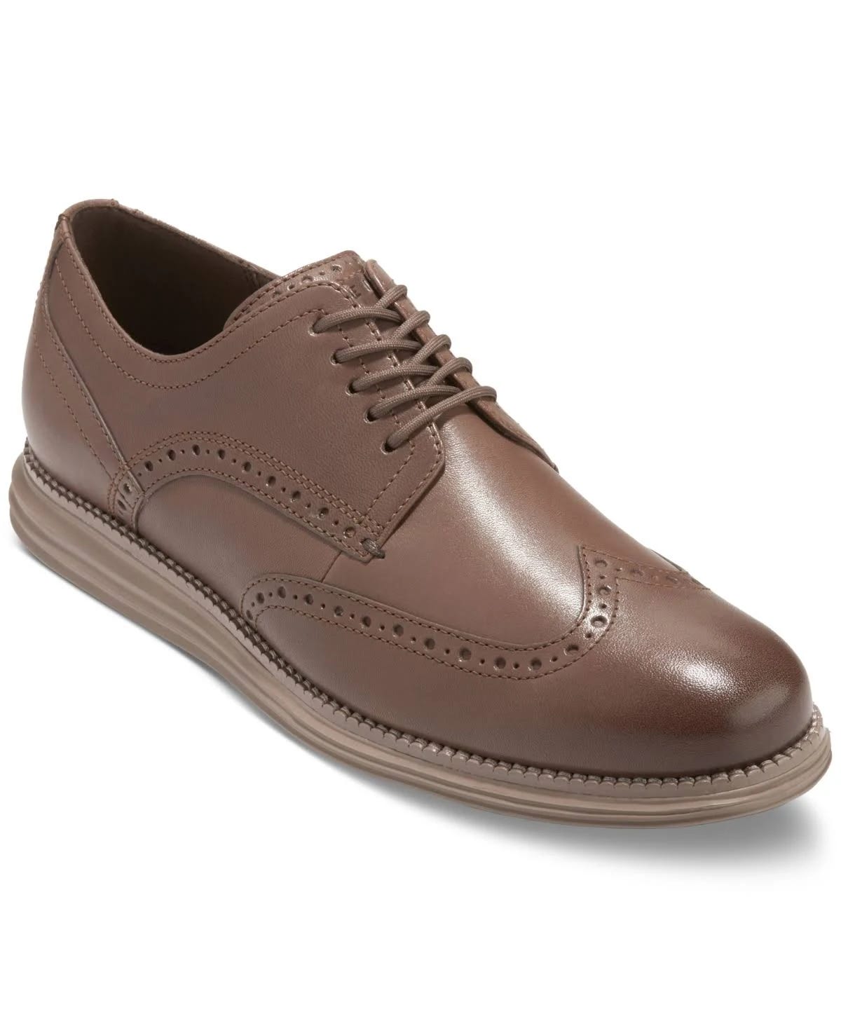 Premium Tan Leather Wingtip Oxford Shoes | Image