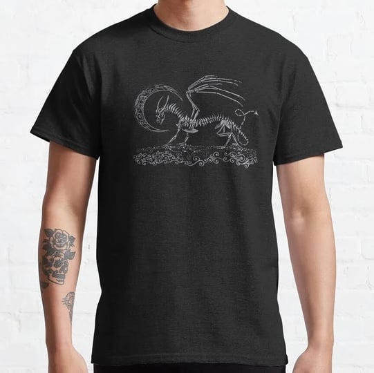 redbubble-silver-skeletal-dragon-skeleton-classic-t-shirt-1