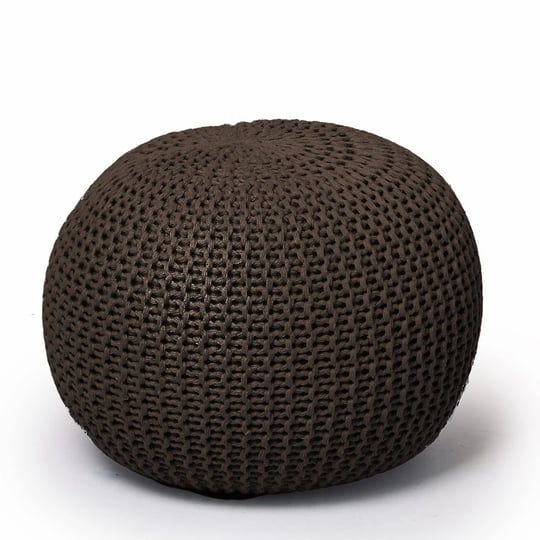 urban-shop-round-knit-pouf-hand-woven-cotton-brown-1