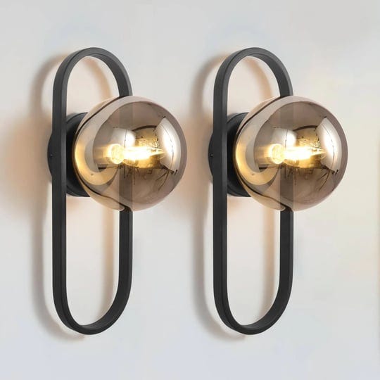 wall-sconces-set-of-two-matte-black-wall-lamp-sconces-wall-lighting-with-grey-globe-glass-shade-wall-1