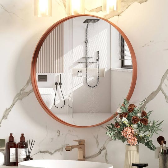round-bathroom-mirror-wall-mounted-metal-frame-for-vanity-entryway-black-rose-gold-30-inch-1