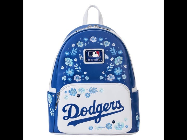 mlb-los-angeles-dodgers-floral-mini-backpack-officially-licensed-plastic-vegan-leather-loungefly-1