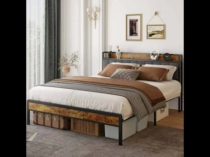 aiho-queen-bed-frame-with-storage-headboard-metal-platform-bed-dark-grey-gray-1