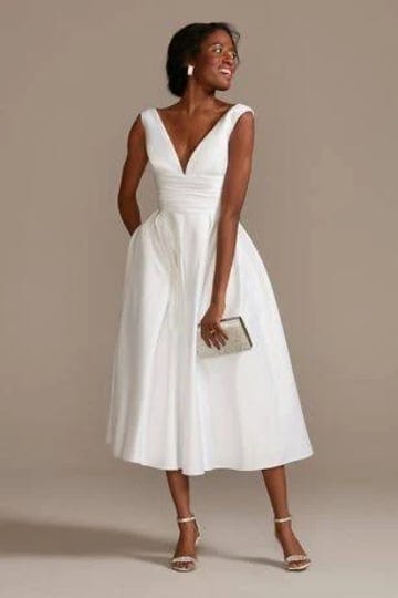 db-studio-satin-v-neck-tea-length-a-line-dress-in-white-size-0-davids-bridal-1
