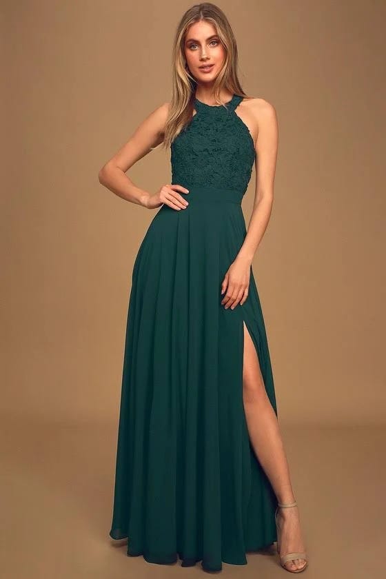 Picture-Perfect Green Lace Maxi Dress | Image