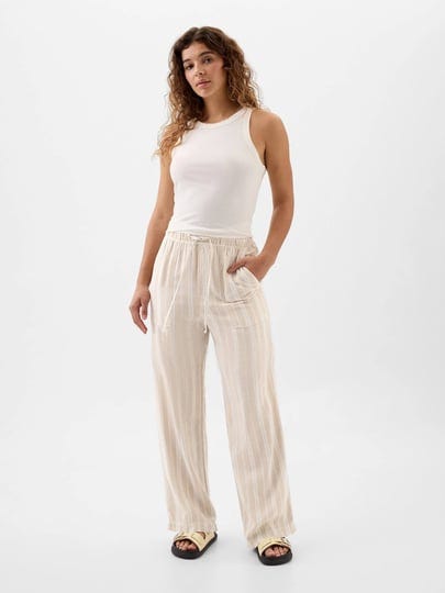 gap-factory-womens-linen-blend-wide-leg-pull-on-pants-khaki-stripe-size-xxl-1