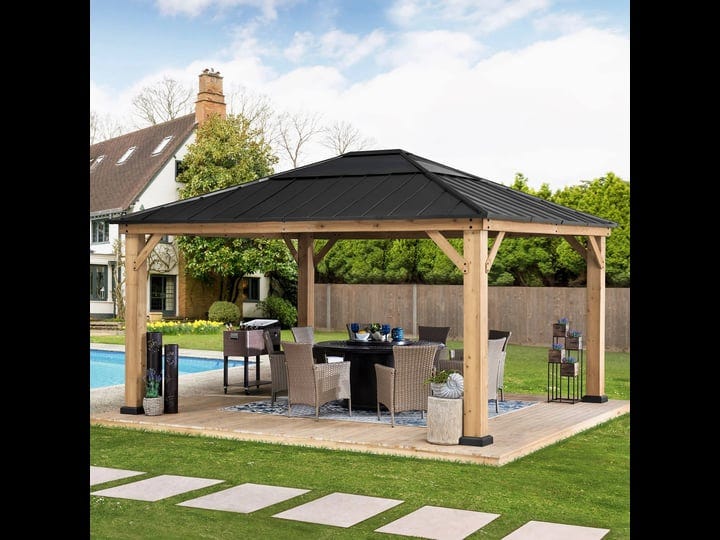 sunjoy-cedar-framed-gazebo-with-steel-polycarbonate-hip-roof-hardtop-13-x-15ft-black-1