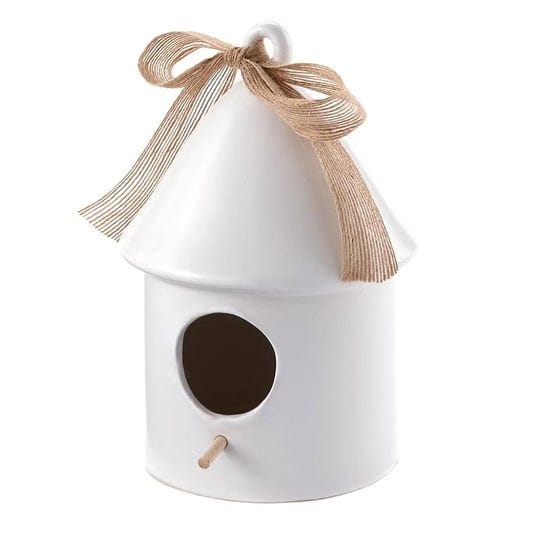 the-lakeside-collection-ceramic-birdhouses-round-white-1