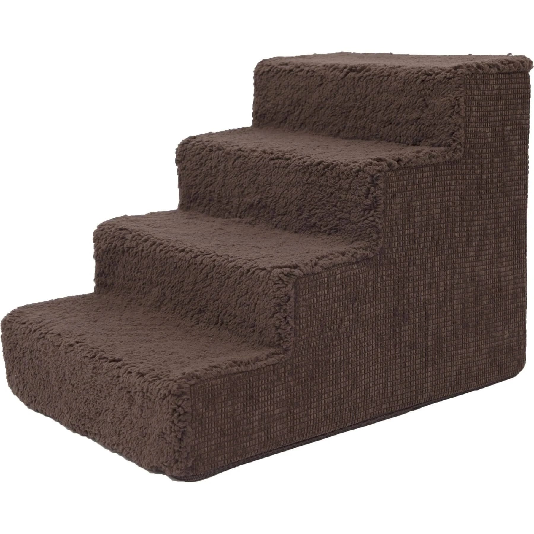 Precious Tails High Density Sherpa 4-Step Pet Stairs - Brown | Image