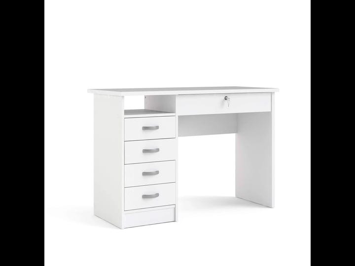 tvilum-desk-with-5-drawers-white-1