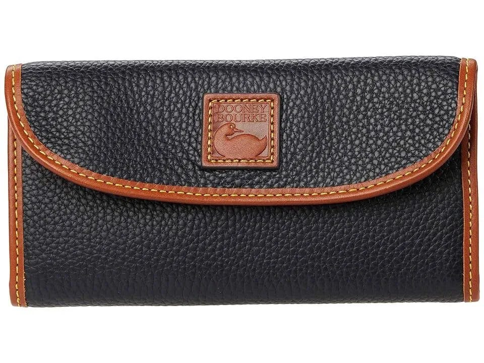 Dooney & Bourke Pebble Grain Black Clutch Wallet with Trifold Design | Image