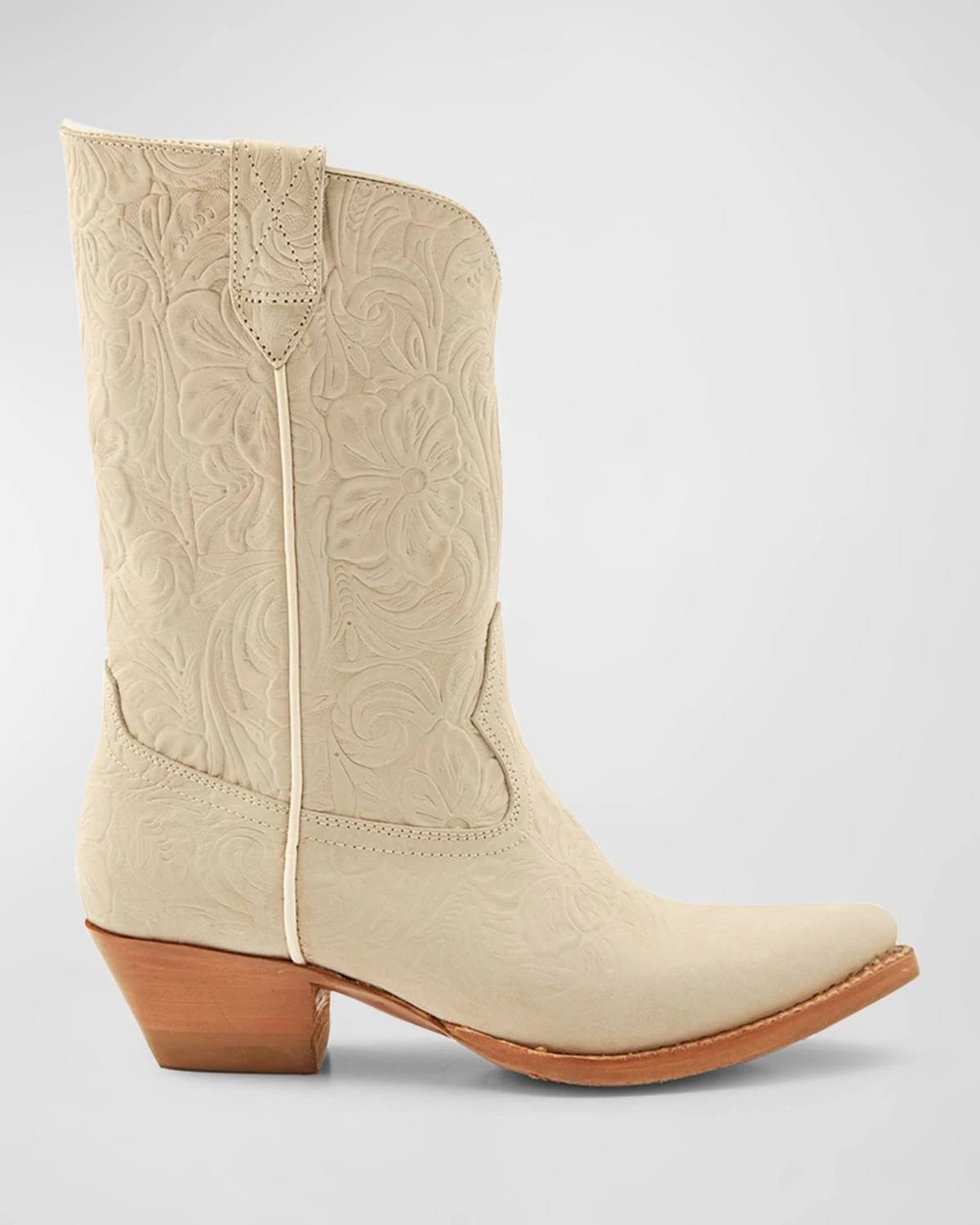 Authentic Frye Cowboy Boots in Ivory - Leather Pull On | Image